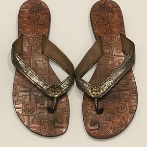 Gold Tory Burch Flip Flops